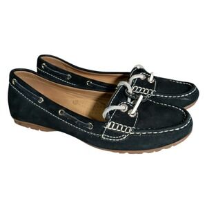 Sebago Docksides Deck Shoes Women's Size 7M Blue Leather Boat Shoes Preppy